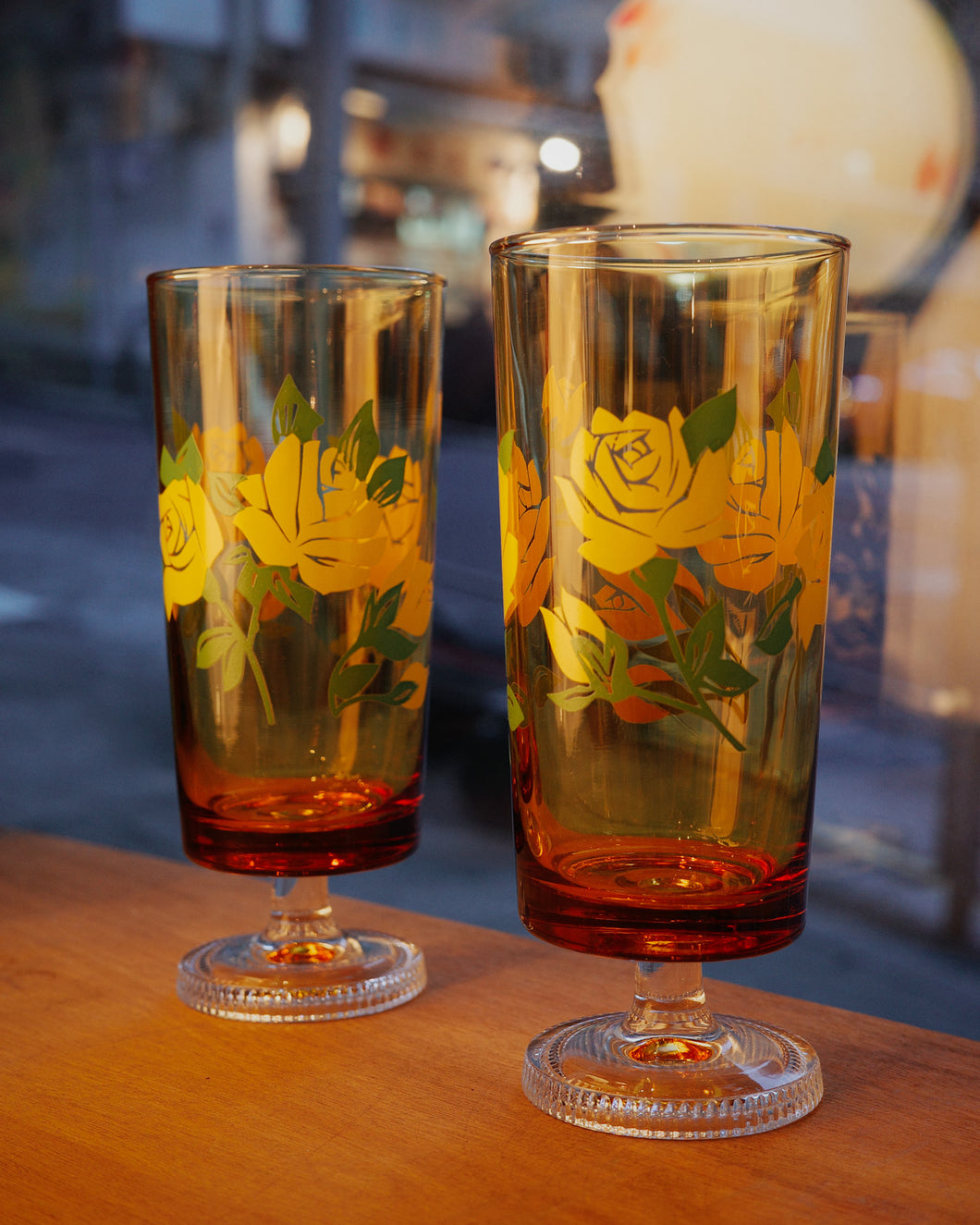 日本製 80s ADERIA 啡色玫瑰高杯