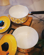 將圖片載入圖庫檢視器 日本製 70s 黃色圖案琺瑯鍋具

