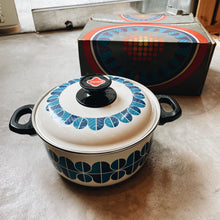 將圖片載入圖庫檢視器 日本製 70s Noritake 藍色幾何琺瑯鍋具 20cm
