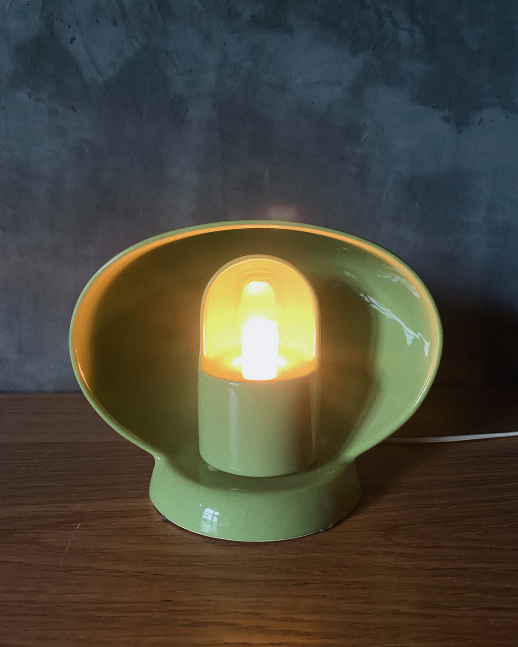 日本製 80s YAMAGIWA “Ceramica“ 青綠色陶瓷檯燈