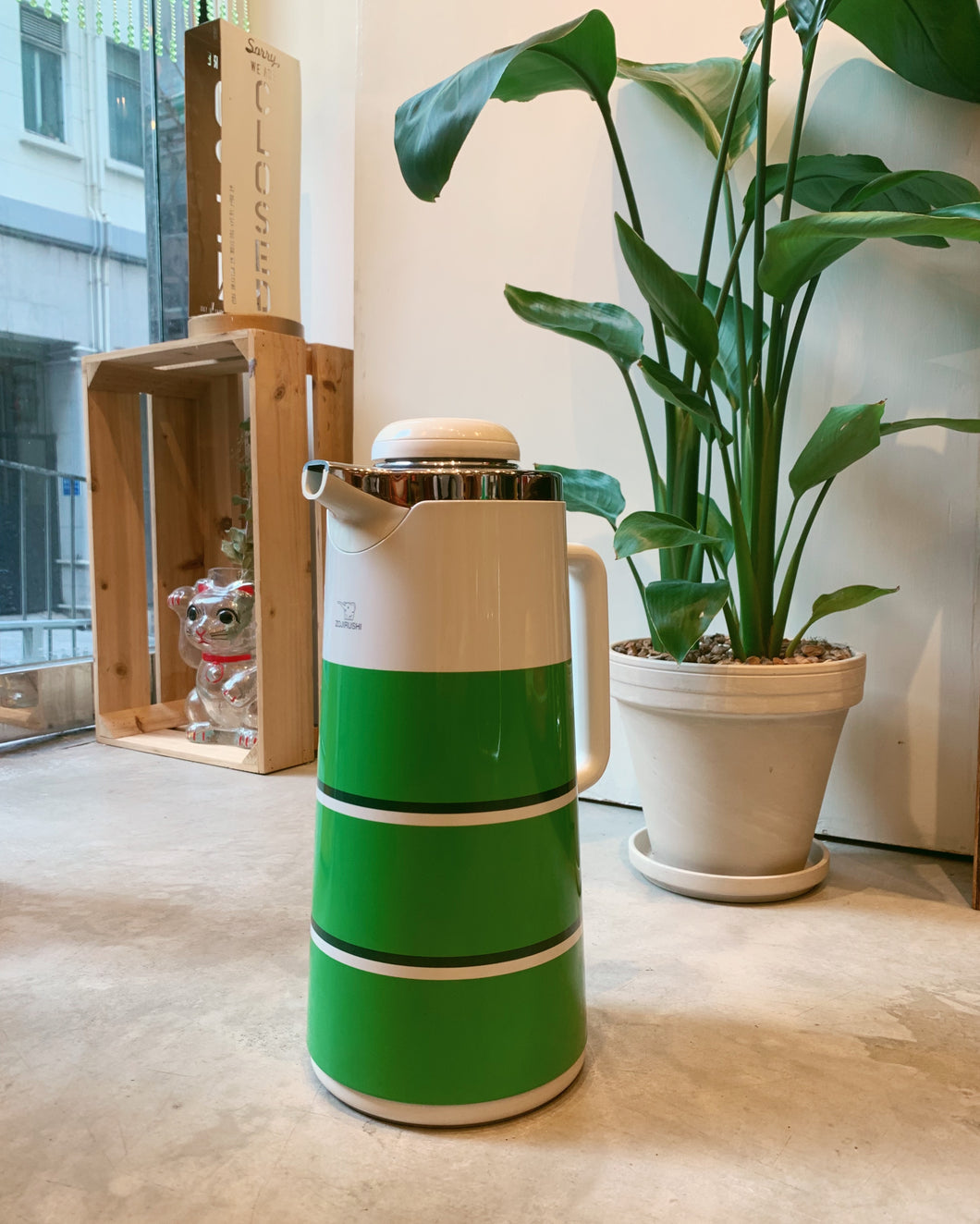 日本製 70s 1.9L象印綠色保溫壺