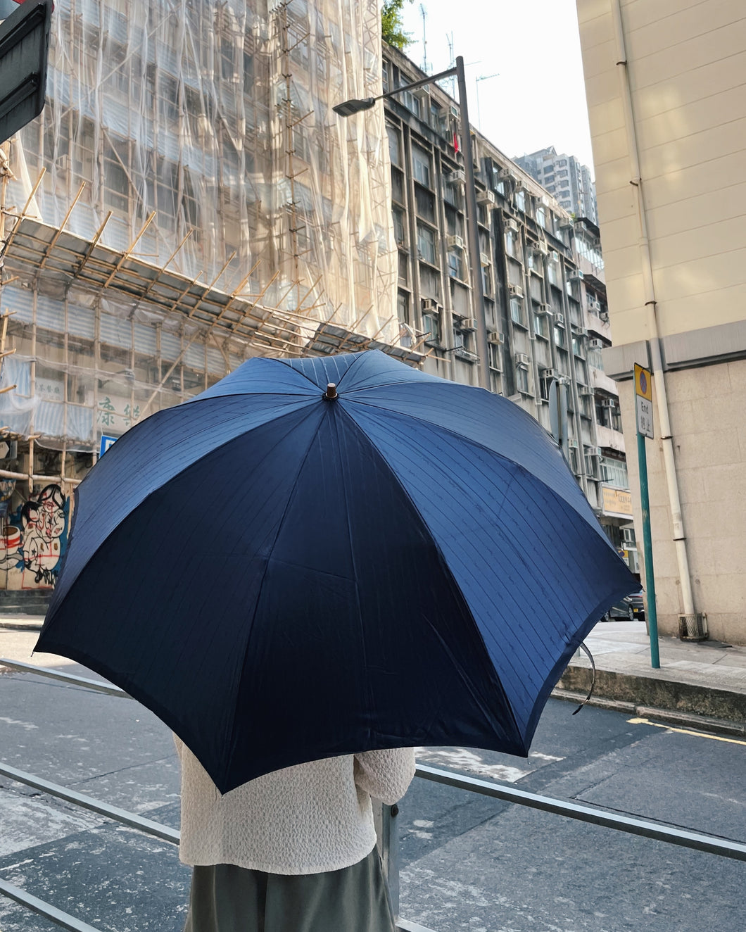 日本製 YSL 暗藍色摺疊雨傘