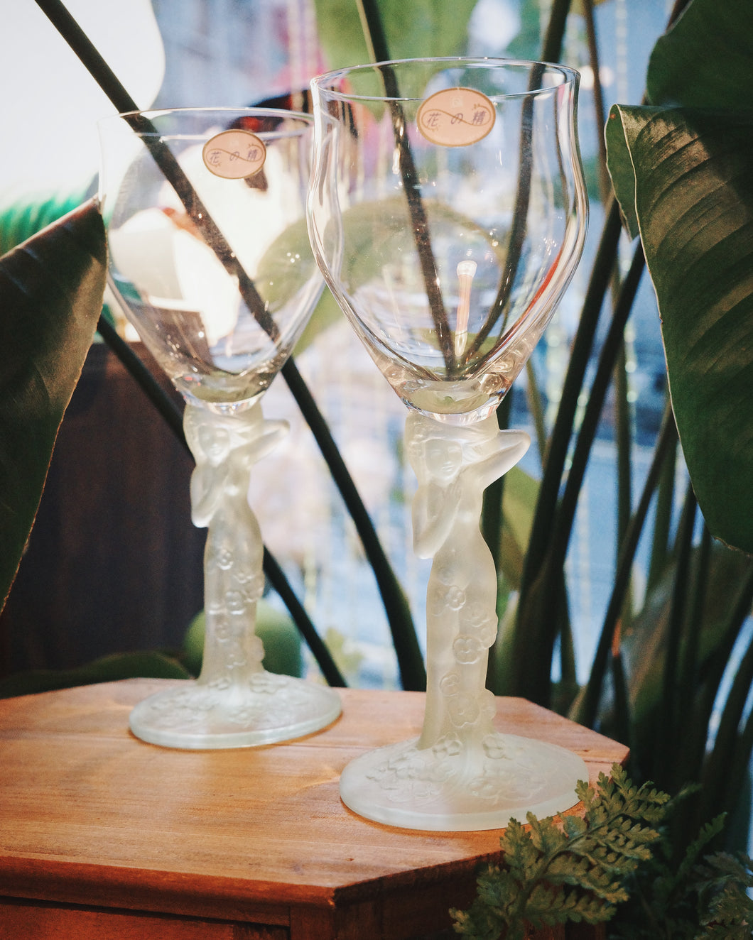 日本製 70s Aderia 花の精 翠綠精靈高腳酒杯