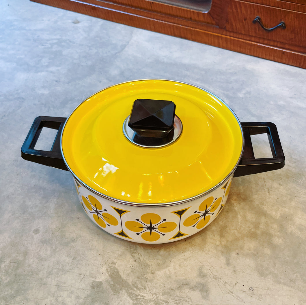 日本製 昭和 黃色琺瑯鍋具