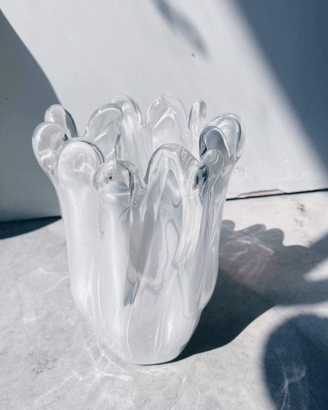 日本製 昭和 手吹玻璃藝術花瓶